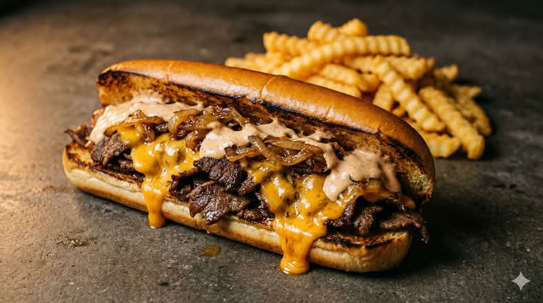 Yankees Sub au bœuf, cheddar et oignons